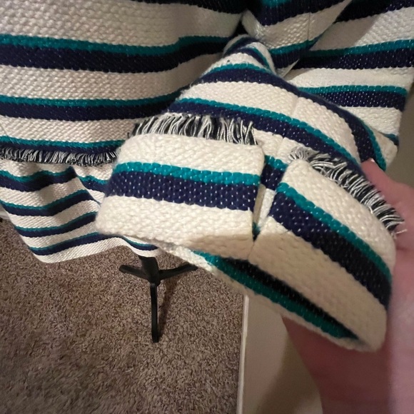 Talbots Stripe Tweed Fringe Jacket Career Blazer Nautical, size 10 - Picture 5 of 9